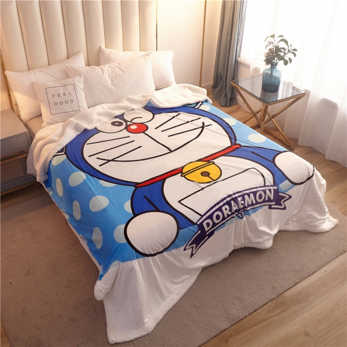 91家纺网 家纺一手货源 找家纺 北纬27度 2019新款羊羔绒多功能被套毯子 哆啦A梦