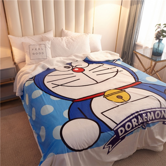 91家纺网 家纺一手货源 找家纺 北纬27度 2019新款羊羔绒多功能被套毯子 哆啦A梦