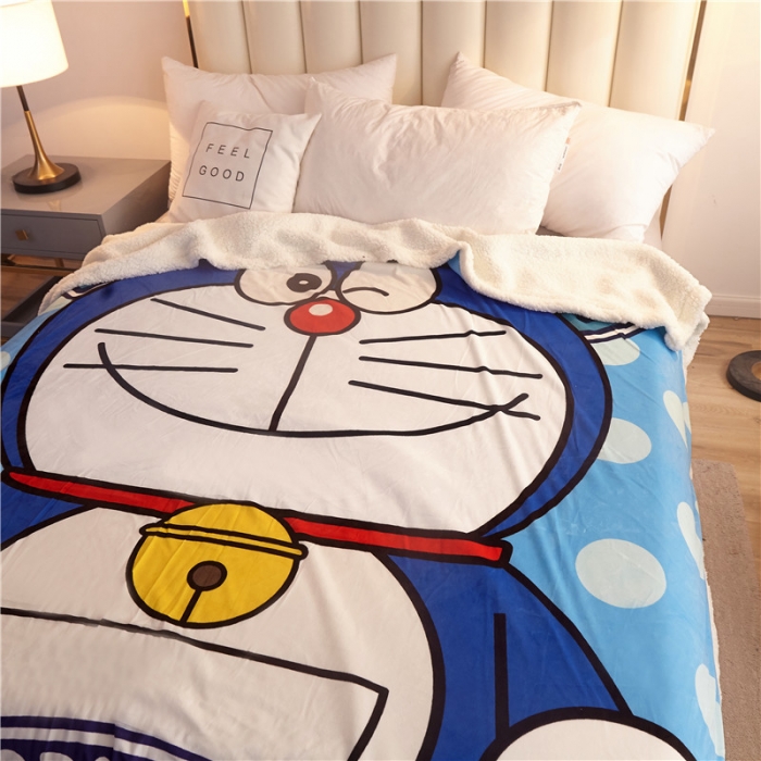 91家纺网 家纺一手货源 找家纺 北纬27度 2019新款羊羔绒多功能被套毯子 哆啦A梦