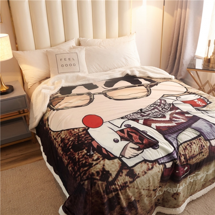 91家纺网 家纺一手货源 找家纺 北纬27度 2019新款羊羔绒多功能被套毯子 蜡笔小新