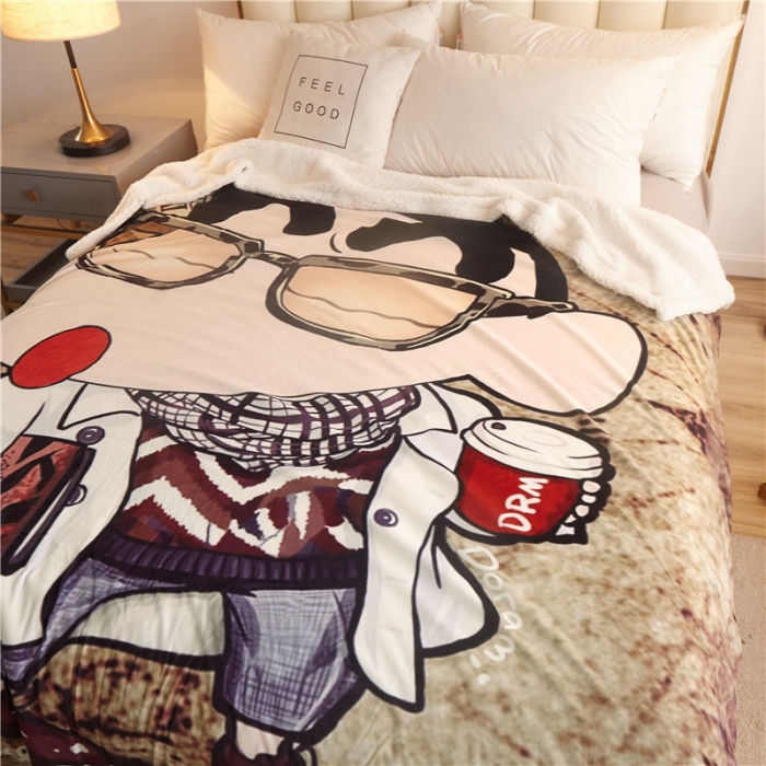 91家纺网 家纺一手货源 找家纺 北纬27度 2019新款羊羔绒多功能被套毯子 蜡笔小新