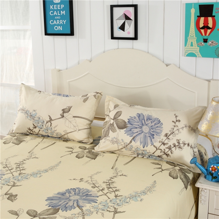 91家纺网 家纺一手货源 找家纺 赫然家纺 新款80g芦荟棉单品床单 似水流年