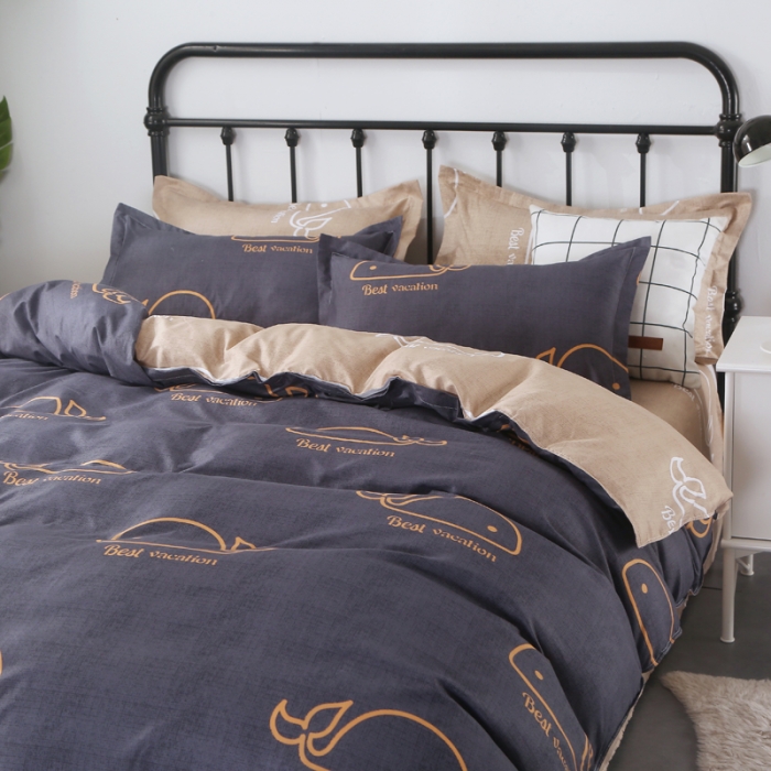 91家纺网 家纺一手货源 找家纺 赫然家纺 新款芦荟棉单品被套 鲸鱼