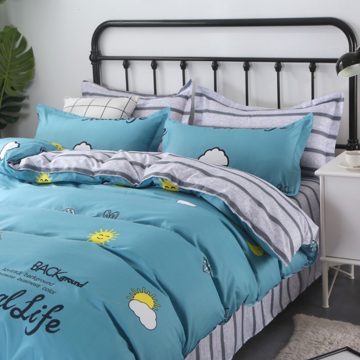 91家纺网 家纺一手货源 找家纺 赫然家纺 新款舒适柔软亲肤爆款芦荟棉四件套货源充足 一米阳光