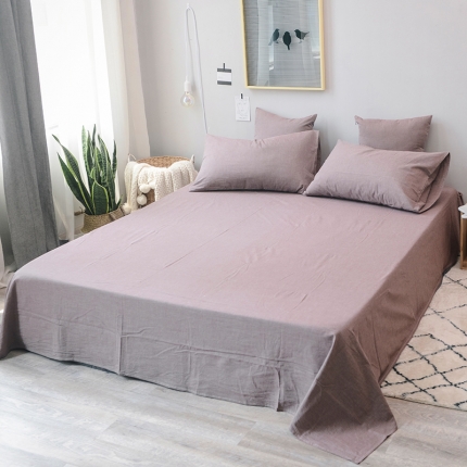 91家纺网 家纺一手货源 找家纺 柠萌家居 全棉色织水洗棉单床单无印良品风床单纯色