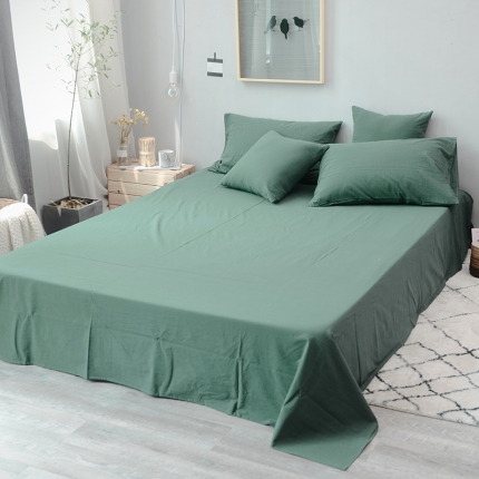 91家纺网 家纺一手货源 找家纺 柠萌家居 全棉色织水洗棉单床单无印良品风床单纯色