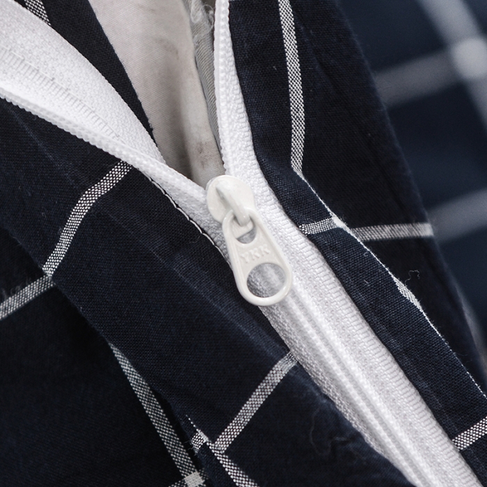 91家纺网 家纺一手货源 找家纺 柠萌家居 全棉色织水洗棉单被套 藏青方格