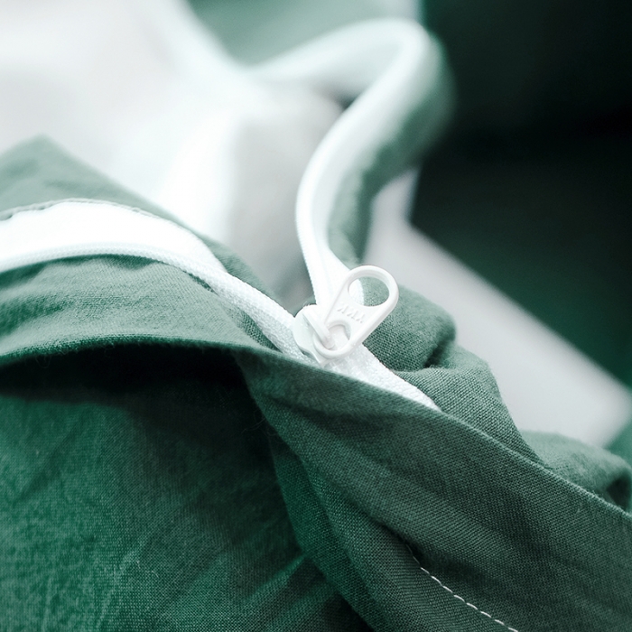 91家纺网 家纺一手货源 找家纺 柠萌家居 全棉色织水洗棉单被套 墨绿色
