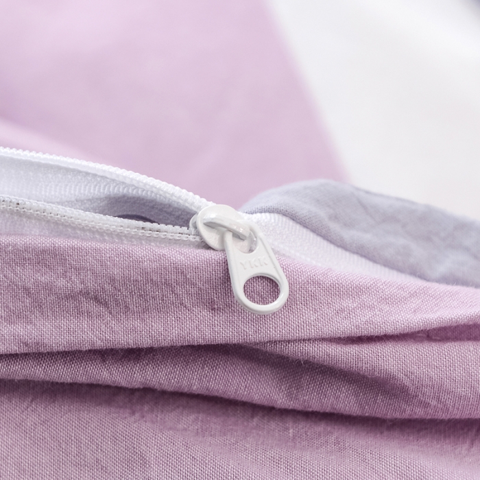 91家纺网 家纺一手货源 找家纺 柠萌家居 全棉色织水洗棉单被套 紫灰中格