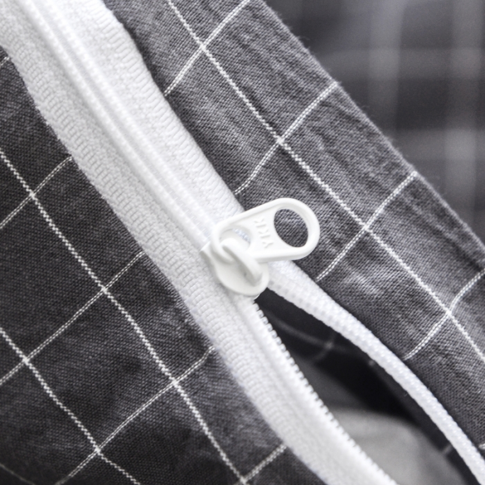 91家纺网 家纺一手货源 找家纺 柠萌家居 全棉色织水洗棉三件套四件套床笠款床单款 灰小格