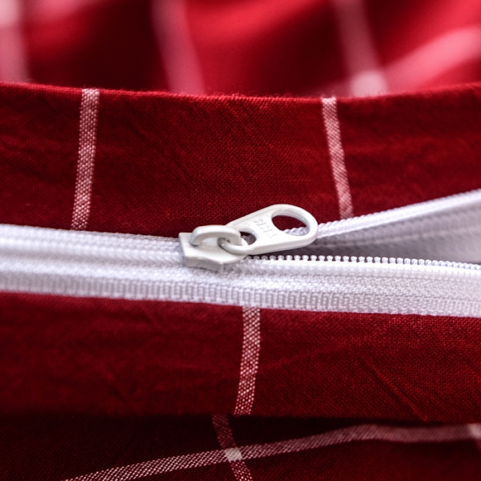 91家纺网 家纺一手货源 找家纺 柠萌家居 全棉色织水洗棉三件套四件套床笠款床单款 酒红方格