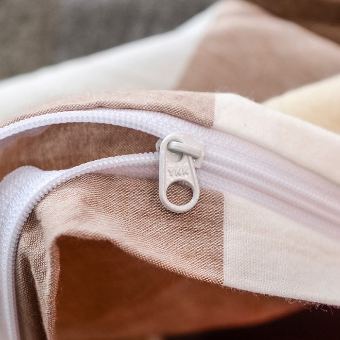 91家纺网 家纺一手货源 找家纺 柠萌家居 全棉色织水洗棉三件套四件套床笠款床单款 咖灰中格