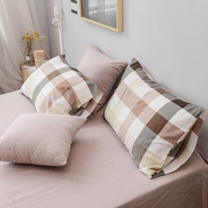 91家纺网 家纺一手货源 找家纺 柠萌家居 全棉水洗棉枕套纯色74*48cm一只