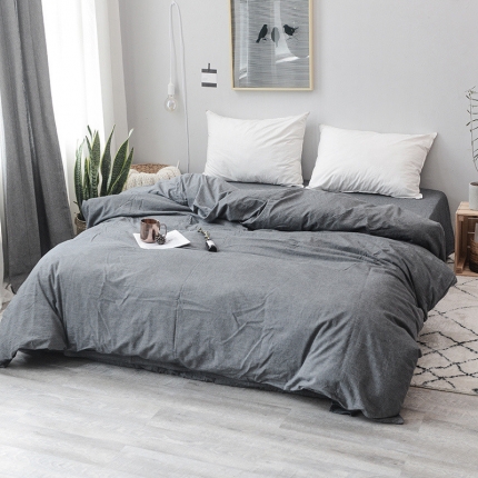 91家纺网 家纺一手货源 找家纺 柠萌家居 全棉色织水洗棉无印良品风单被套纯色系列