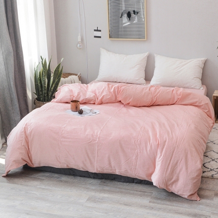 91家纺网 家纺一手货源 找家纺 柠萌家居 全棉色织水洗棉无印良品风单被套纯色系列