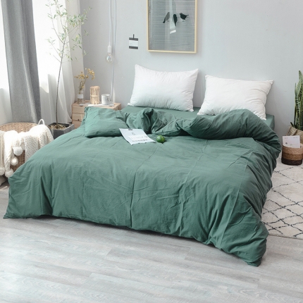 91家纺网 家纺一手货源 找家纺 柠萌家居 全棉色织水洗棉无印良品风单被套纯色系列