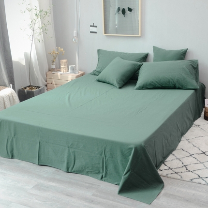 91家纺网 家纺一手货源 找家纺 柠萌家居 全棉色织水洗棉无影良品风单床单床笠纯色系列