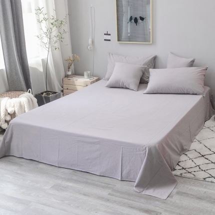 91家纺网 家纺一手货源 找家纺 柠萌家居 全棉色织水洗棉无影良品风单床单床笠纯色系列