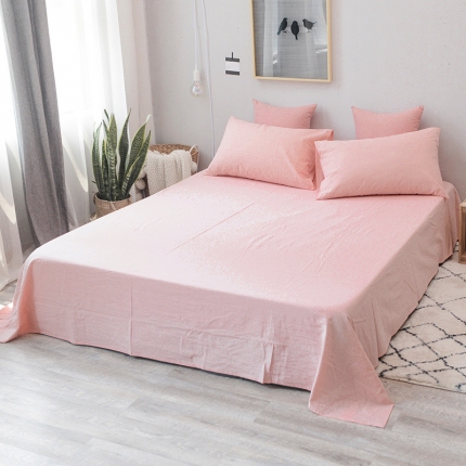 91家纺网 家纺一手货源 找家纺 柠萌家居 全棉色织水洗棉无影良品风单床单床笠纯色系列