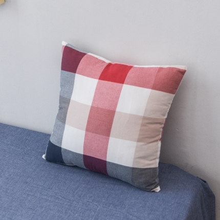 91家纺网 家纺一手货源 找家纺 柠萌家居  全棉色织水洗棉抱枕枕套格子系列一对