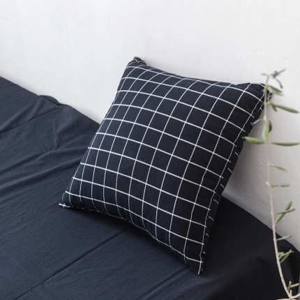 91家纺网 家纺一手货源 找家纺 柠萌家居  全棉色织水洗棉抱枕枕套格子系列一对