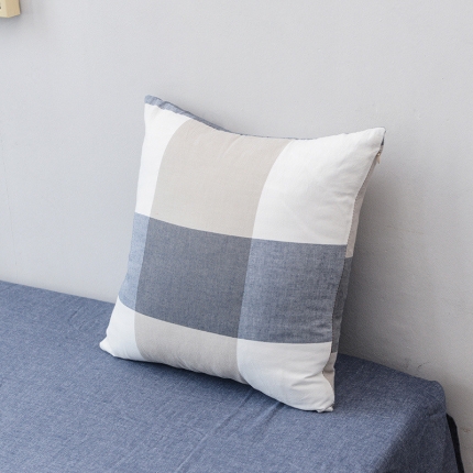 91家纺网 家纺一手货源 找家纺 柠萌家居  全棉色织水洗棉抱枕枕套格子系列一对