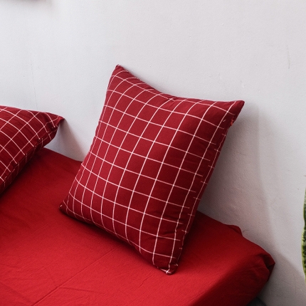 91家纺网 家纺一手货源 找家纺 柠萌家居  全棉色织水洗棉抱枕枕套格子系列一对