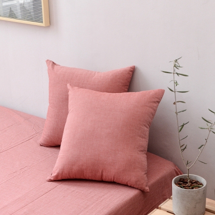 91家纺网 家纺一手货源 找家纺 柠萌家居  全棉色织水洗棉抱枕套枕套纯色系列一对