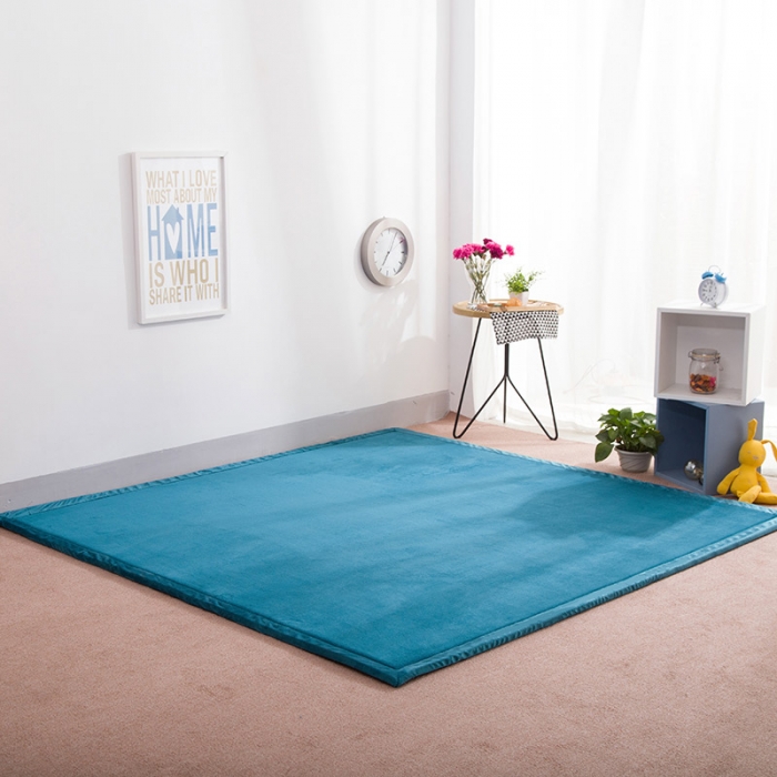 91家纺网 家纺一手货源 找家纺 柠萌家居 地垫地毯飘窗垫宝宝爬行垫纯色地垫 宝绿色