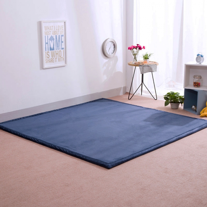 91家纺网 家纺一手货源 找家纺 柠萌家居 地垫地毯飘窗垫宝宝爬行垫纯色地垫 深蓝色