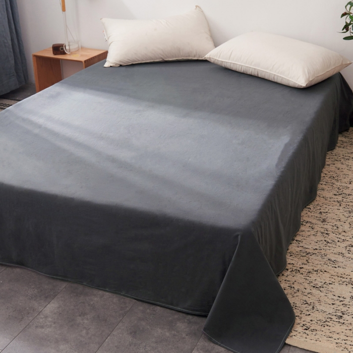 91家纺网 家纺一手货源 找家纺 柠萌家居2019全棉色织水洗棉无印良品四件套床单款格纹-冷灰