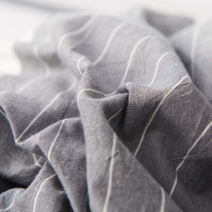 91家纺网 家纺一手货源 找家纺 柠萌家居新款全棉色织水洗棉无印良品四件套床单款宽双线-灰白条
