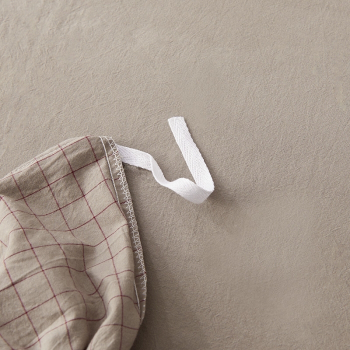 91家纺网 家纺一手货源 找家纺 柠萌家居新款全棉色织水洗棉无印良品四件套床单款 小格纹-驼色