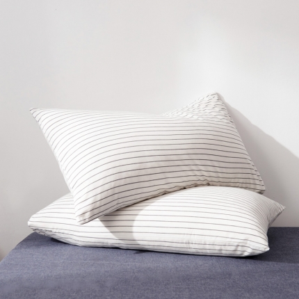 91家纺网 家纺一手货源 找家纺 柠萌家居 2019全棉水洗棉单枕套（48*74） 浅蓝小格