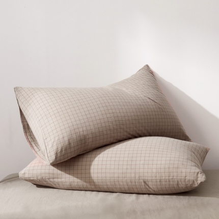 91家纺网 家纺一手货源 找家纺 柠萌家居 2019全棉水洗棉单枕套（48*74） 浅蓝小格