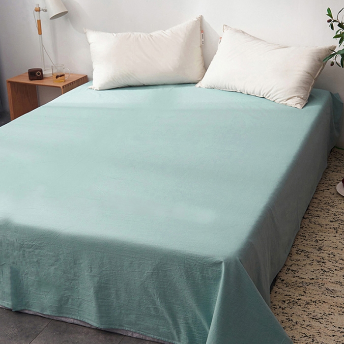 91家纺网 家纺一手货源 找家纺 柠萌家居 2019全棉水洗棉单床单浅绿