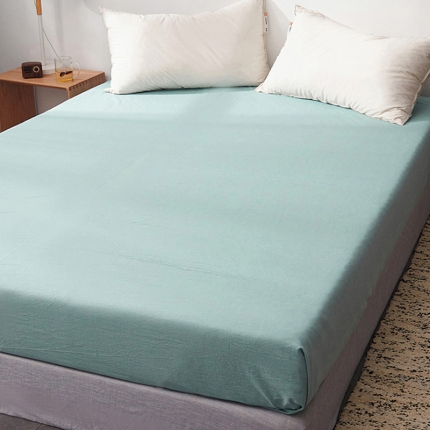 91家纺网 家纺一手货源 找家纺 柠萌家居 2019全棉水洗棉单床笠浅绿