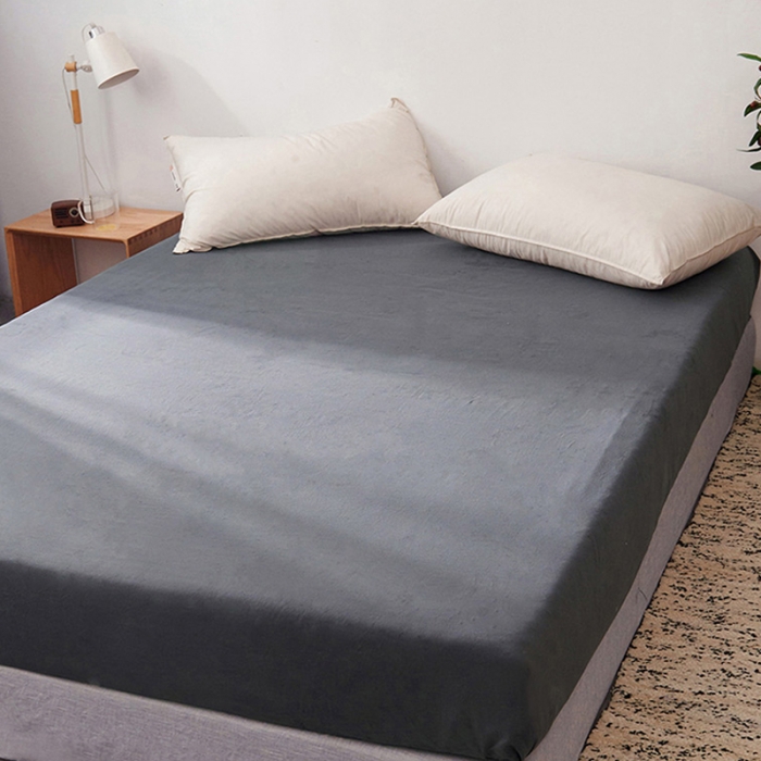 91家纺网 家纺一手货源 找家纺 柠萌家居 2019全棉水洗棉单床笠黑灰色