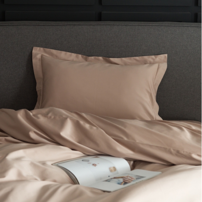 91家纺网 家纺一手货源 找家纺 涞澳家纺 100支匹马棉素色四件套琥珀色