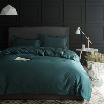 涞澳家纺 100支匹马棉素色四件套祖母绿