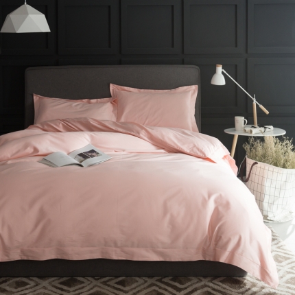 涞澳家纺 100支匹马棉素色四件套奶油粉