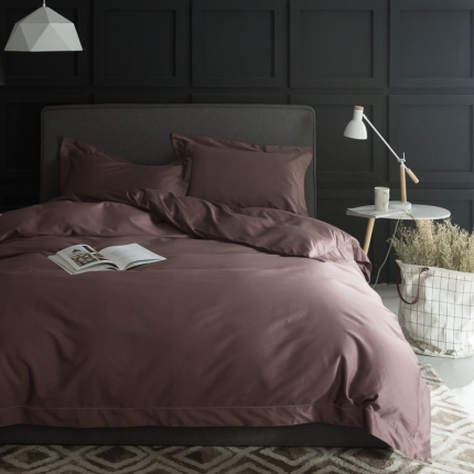 91家纺网 家纺一手货源 找家纺 涞澳家纺 100支匹马棉素色四件套浅绛紫