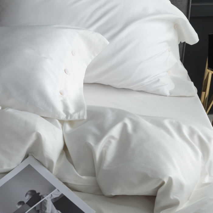 91家纺网 家纺一手货源 找家纺 涞澳家纺 长绒棉素色四件套 贵族白