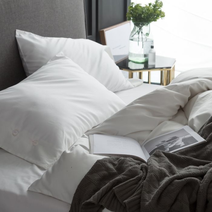 91家纺网 家纺一手货源 找家纺 涞澳家纺 长绒棉素色四件套 贵族白