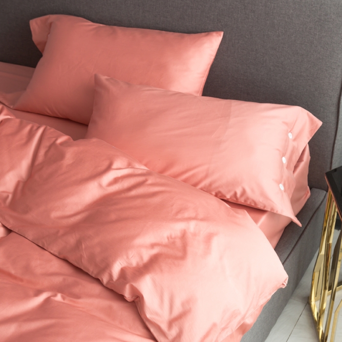 91家纺网 家纺一手货源 找家纺 涞澳家纺 长绒棉素色四件套 浆果粉