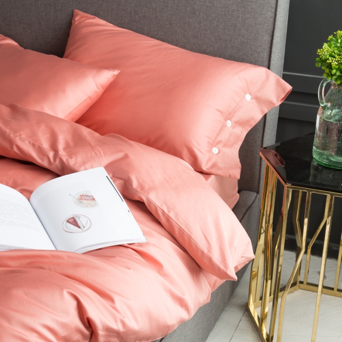 91家纺网 家纺一手货源 找家纺 涞澳家纺 长绒棉素色四件套 浆果粉