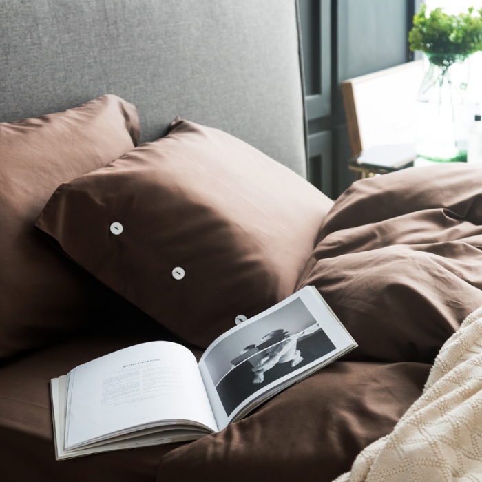 91家纺网 家纺一手货源 找家纺 涞澳家纺 长绒棉素色四件套 咖啡棕