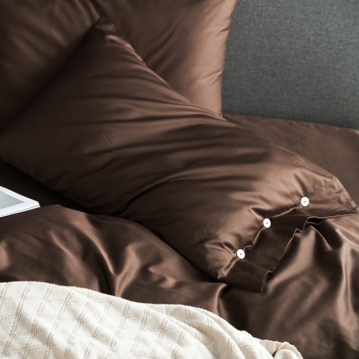 91家纺网 家纺一手货源 找家纺 涞澳家纺 长绒棉素色四件套 咖啡棕