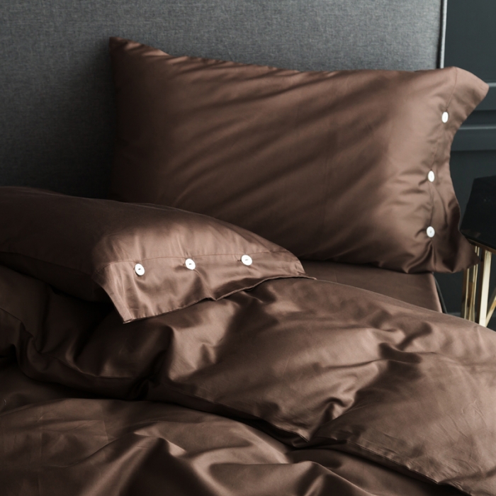 91家纺网 家纺一手货源 找家纺 涞澳家纺 长绒棉素色四件套 咖啡棕
