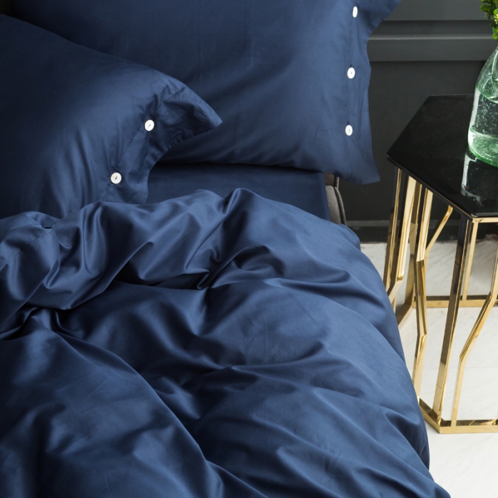 91家纺网 家纺一手货源 找家纺 涞澳家纺 长绒棉素色四件套 孔雀蓝